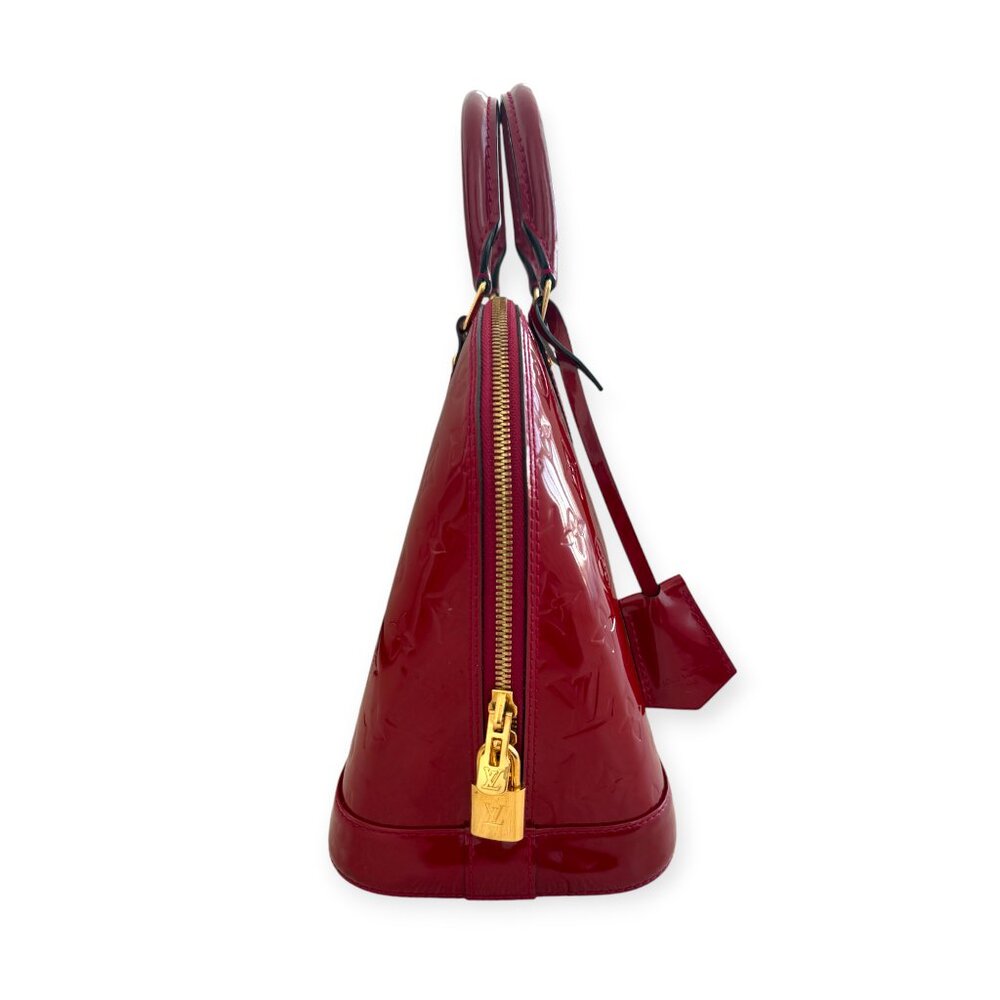 Authentic Dark Red Louis Vuitton Vernis Alma PM Pomme D’Amour Bag - Picture 3 of 15